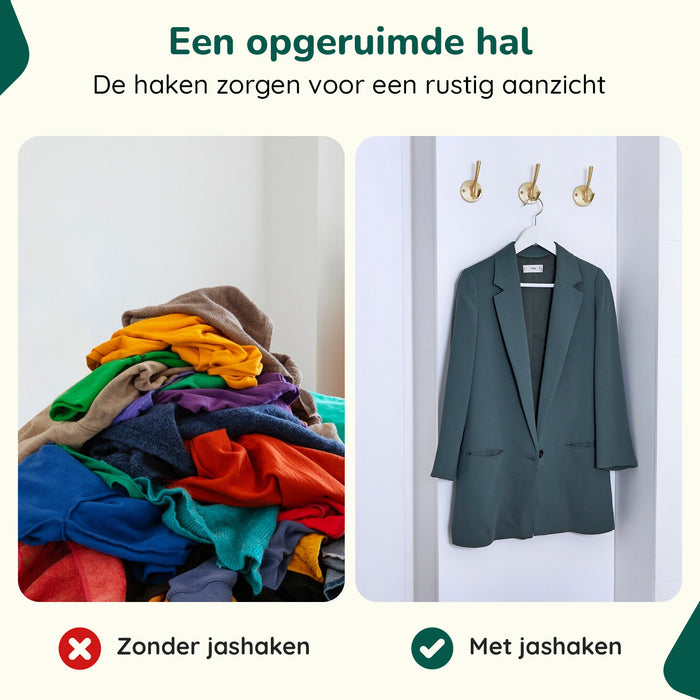 XIVADA Kapstokhaak Zena – Inclusief schroefset – Goud – Set van 3 - ThatLyfeStyle