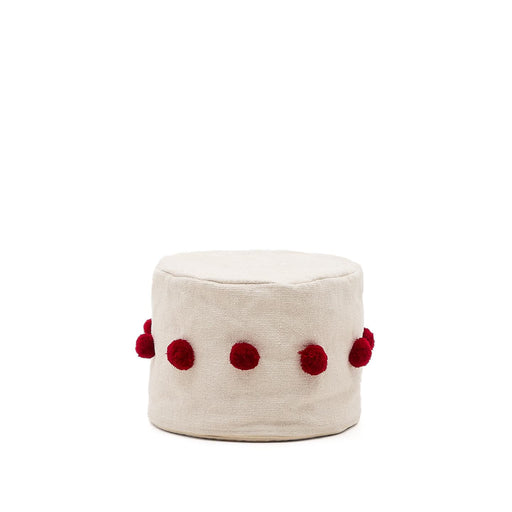 Kave Home Poef Manua 40cm - Beige/Rood - ThatLyfeStyle
