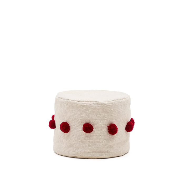 Kave Home Poef Manua 40cm - Beige/Rood