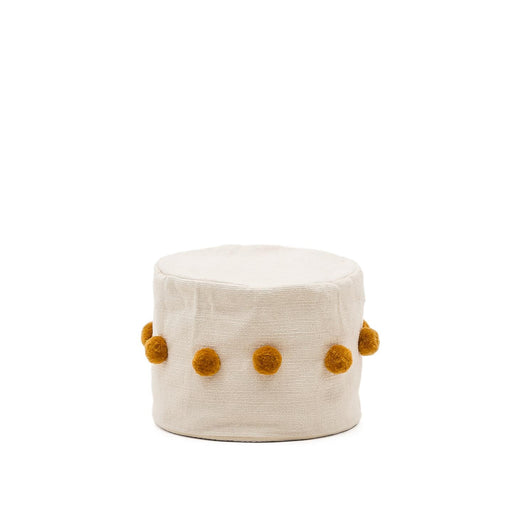 Kave Home Poef Manua 40cm - Beige/Mosterdgeel - ThatLyfeStyle