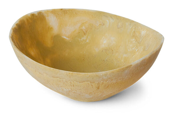 HKliving Schaal Patio Marmerlook, Ø22cm - Mosterdgeel - Organisch