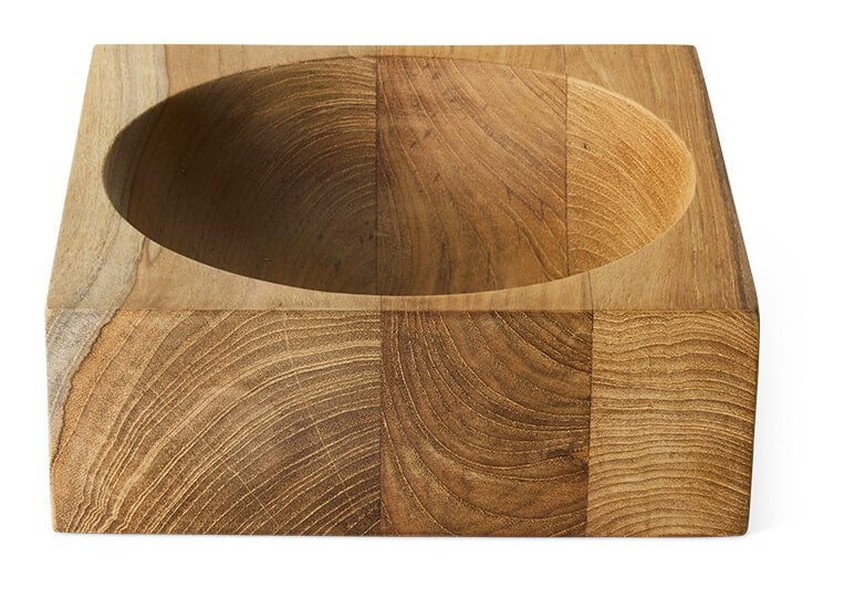 HKliving Schaal Cube Teakhout, 22 x 22cm - Bruin