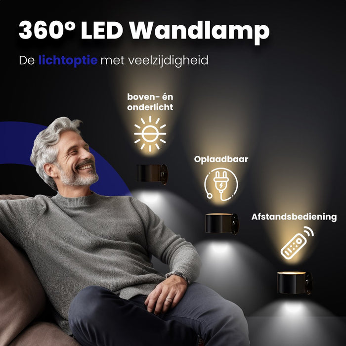 KL Home® LED Wandlamp Oplaadbaar - Binnen