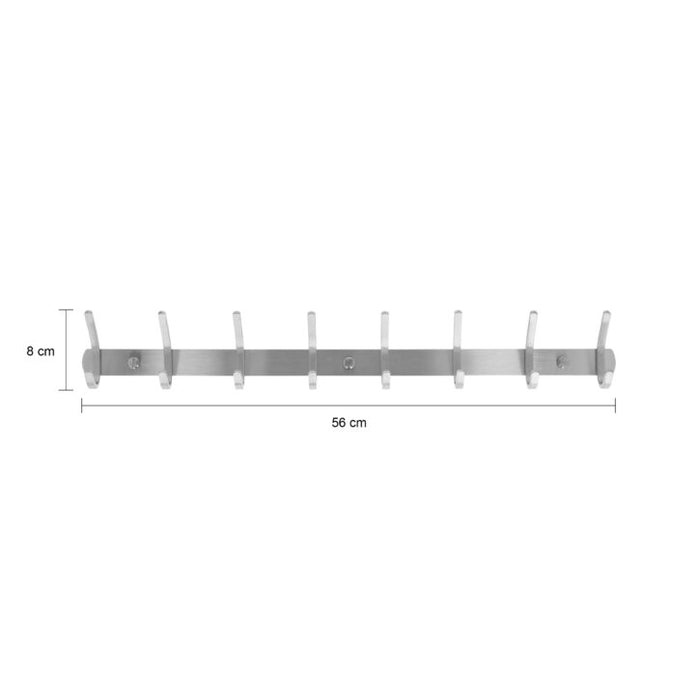 QUVIO Kapstok met 8 haken – Zilver – RVS - ThatLyfeStyle