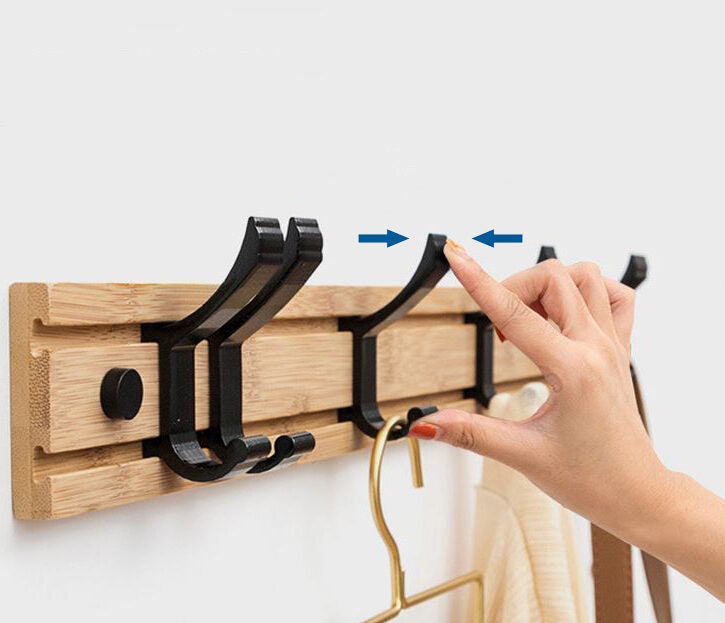 QUVIO Kapstok – Verstelbare hangers – Bamboe en staal – 1,5 x 50 x 6 cm - ThatLyfeStyle