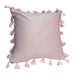 QUVIO Kussenhoes met franjes - 45 x 45 cm - Lichtroze
