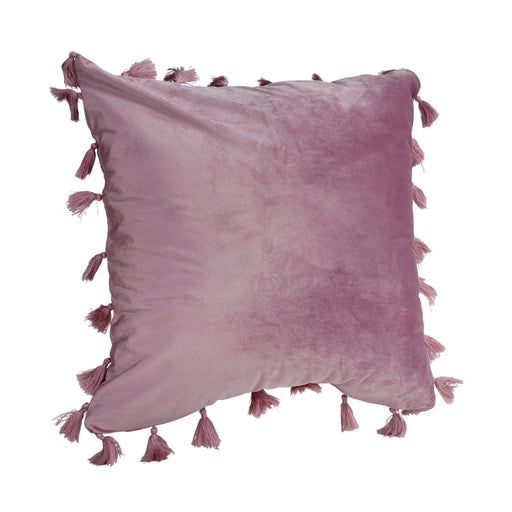 QUVIO Sierkussen met franjes - Gevuld - 45 x 45 cm - Roze