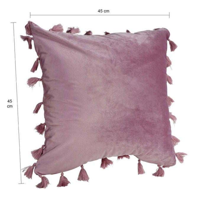 QUVIO Sierkussen met franjes – Gevuld – 45 x 45 cm – Roze - ThatLyfeStyle