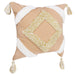 QUVIO Kussenhoes met ruit patroon en franjes - 45 x 45 cm - Lichtroze/Beige