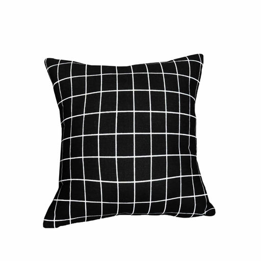 QUVIO Kussenhoes vierkantjes - Polyestervezel - 45 x 45 cm - Zwart