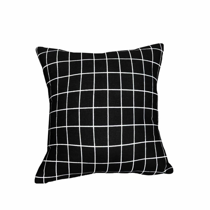 QUVIO Kussenhoes vierkantjes - Polyestervezel - 45 x 45 cm - Zwart