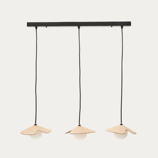 Kave Home Hanglamp Wilara Eiken en glas, 3-lamps - Naturel