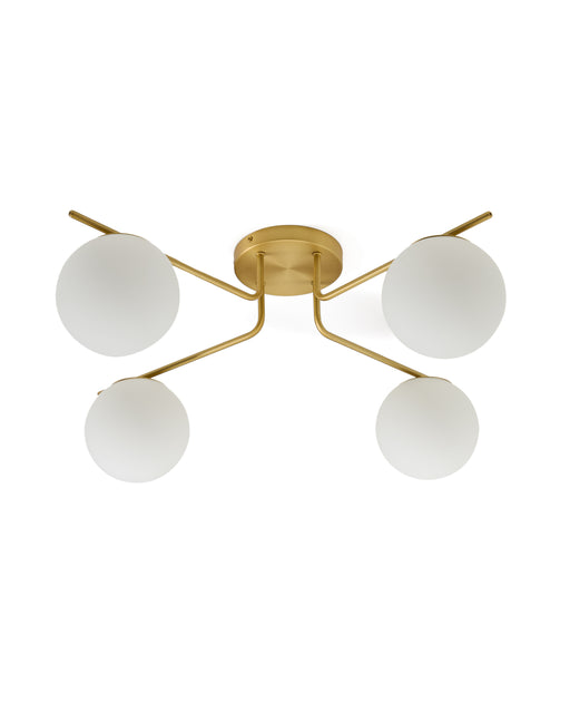 Kave Home Plafondlamp Brisia Glas en messing, 4-lamps - Wit - ThatLyfeStyle