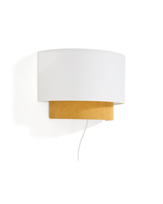 Kave Home Wandlamp Bianella Rib Velvet - Mosterdgeel