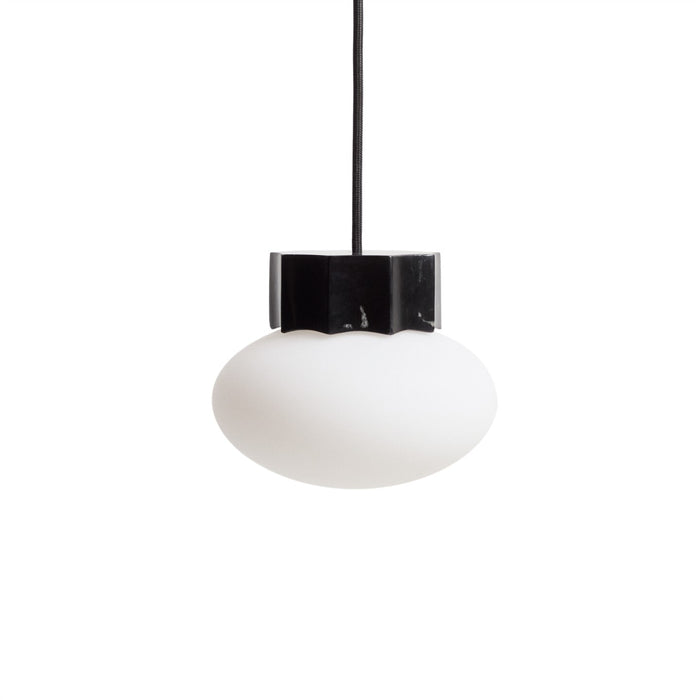 Kave Home Hanglamp Idela Glas en marmer, Ø15cm - Zwart