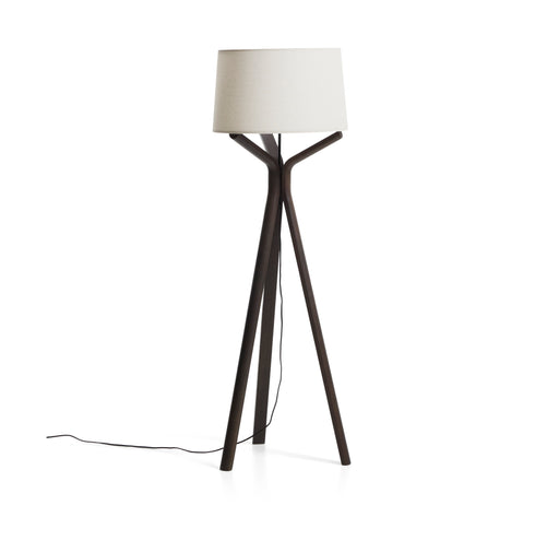 Kave Home Vloerlamp Ubira Essenhout en stof, 150cm - Donkerbruin