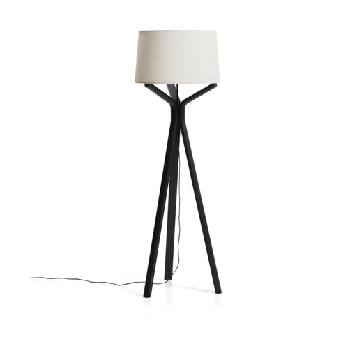 Kave Home Vloerlamp Ubira Eiken en linnen - Naturel/Zwart