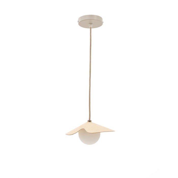 Kave Home Hanglamp Wilara Eiken en glas - Bruin