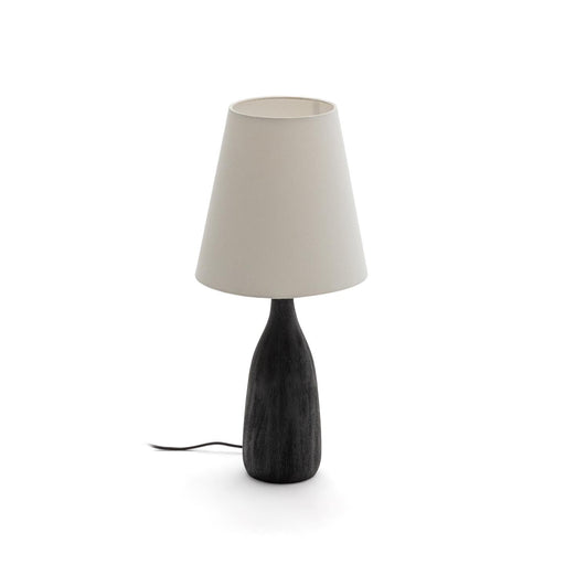 Kave Home Tafellamp Luvia Mangohout en stof, 56cm hoog - Zwart