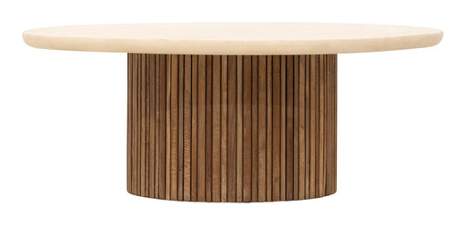 DTP Home Ronde Salontafel Lagoon Mortex & Teakhout, Ø90cm - Crème