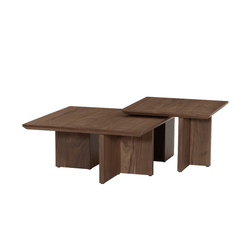 Tower Living Salontafel Levanto Walnoot, Set van 2 stuks - Vierkant