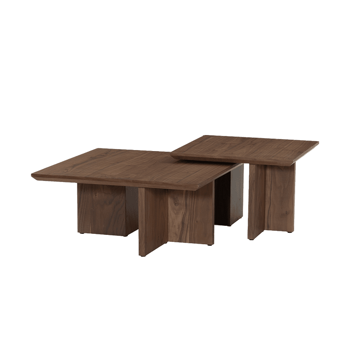 Tower Living Salontafel Levanto Walnoot, Set van 2 stuks - Vierkant