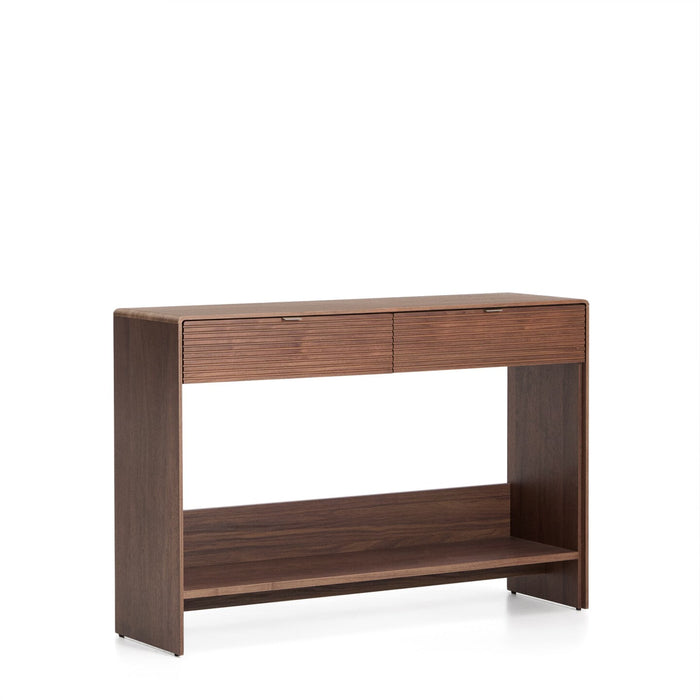 Kave Home Sidetable Norlen Walnootfineer, 120cm - Bruin - ThatLyfeStyle