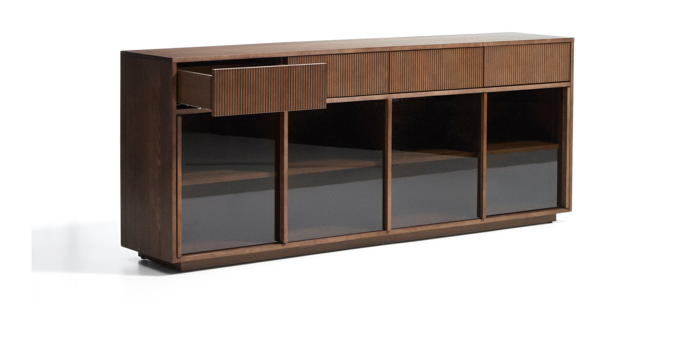 Kave Home Dressoir Helvine Essen en glas, 200cm - Bruin