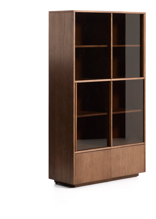 Kave Home Vitrinekast Helvine Essen en glas, 174 x 100cm - Bruin