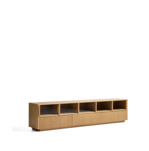 Kave Home TV-meubel Helvine Eiken en glas, 245cm - Lichtbruin