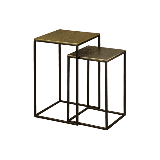RENEW Bijzettafel Andre Set van 2 stuks - Brass / Zwart - Vierkant