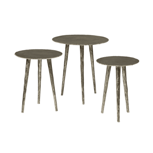 RENEW Bijzettafel Liam Set van 3 stuks - Zilver - Rond