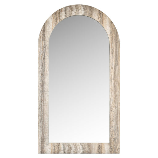 Richmond Gebogen Spiegel Calvo Marmer en travertinlook, 100 x 55cm - Grijs