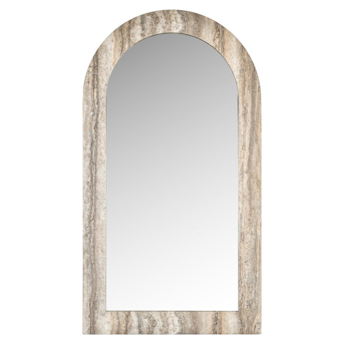 Richmond Gebogen Spiegel Calvo Marmer en travertinlook, 100 x 55cm - Grijs