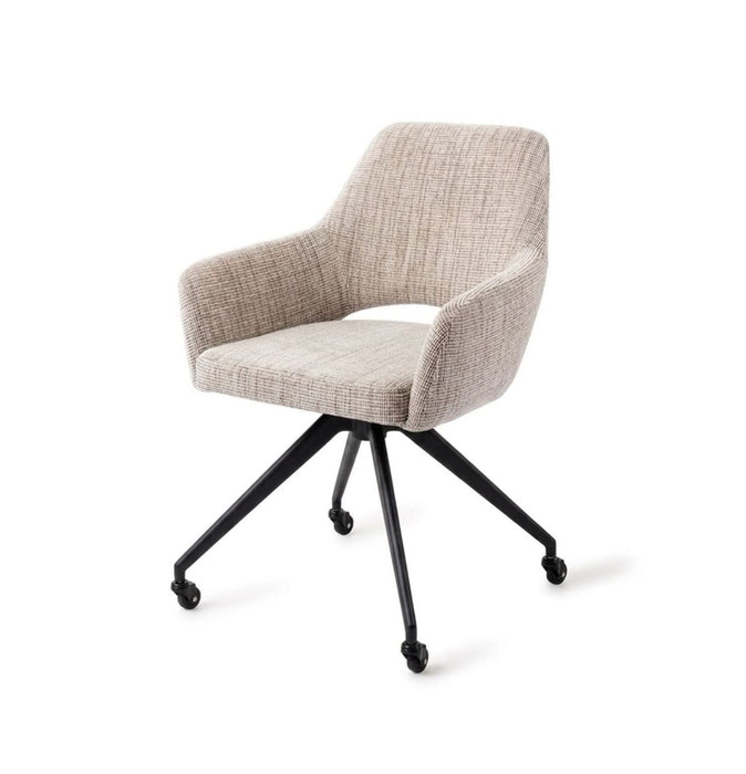 Jesper Home Draaibare Eetkamerstoel Yanai Glide Black - Caramel Grid