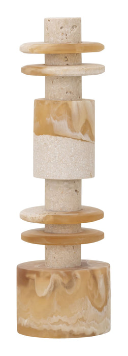 MUST Living Decoratie Alba Marmerlook, 38cm hoog - Crème/Bruin