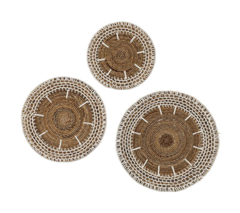 MUST Living Wanddecoratie Malia Bananenblad, Set van 3 stuks - Naturel
