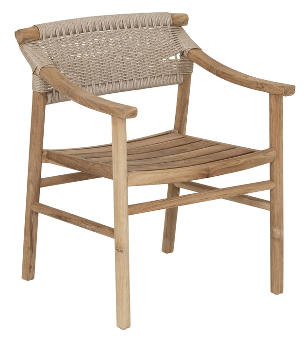 MUST Living Eetkamerstoel Kenzo Teakhout en touw - Beige