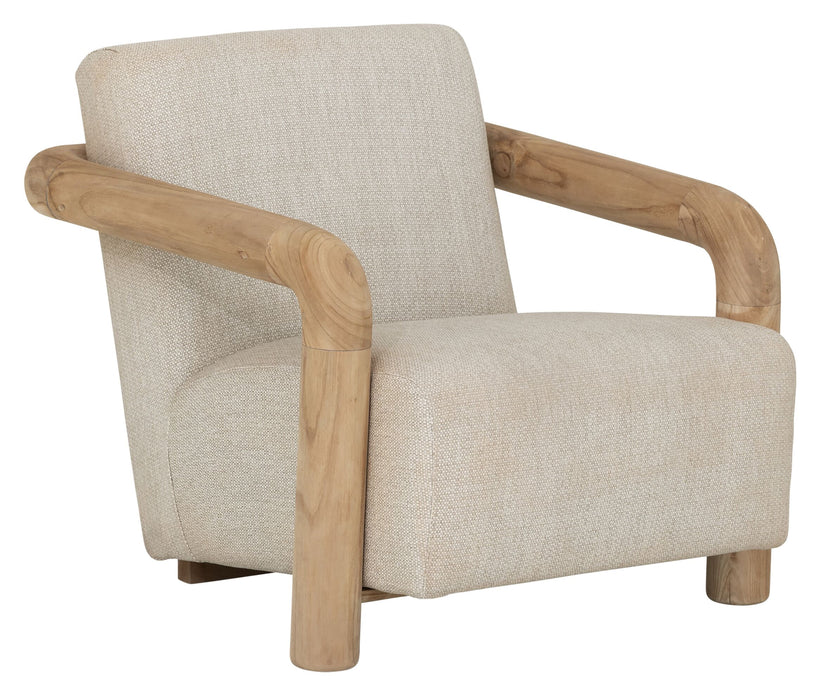 MUST Living Fauteuil Blush Teakhout en stof - Beige - ThatLyfeStyle
