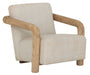 MUST Living Fauteuil Blush Teakhout en stof - Beige - ThatLyfeStyle