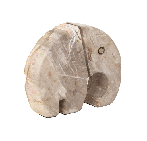 MUST Living Ornament Elephant Versteend hout, 17 x 21cm - Bruin - ThatLyfeStyle
