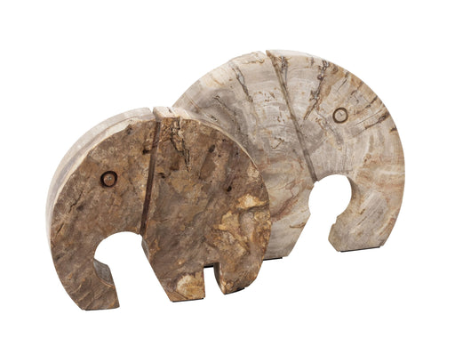MUST Living Ornament Elephant Versteend hout, 20 x 25cm - Bruin - ThatLyfeStyle