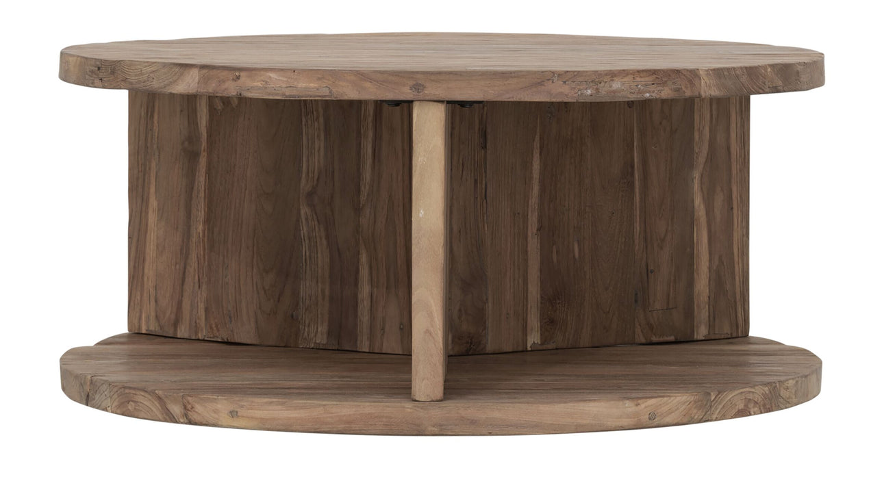 MUST Living Ronde Salontafel Rush Teakhout, 80cm - Bruin
