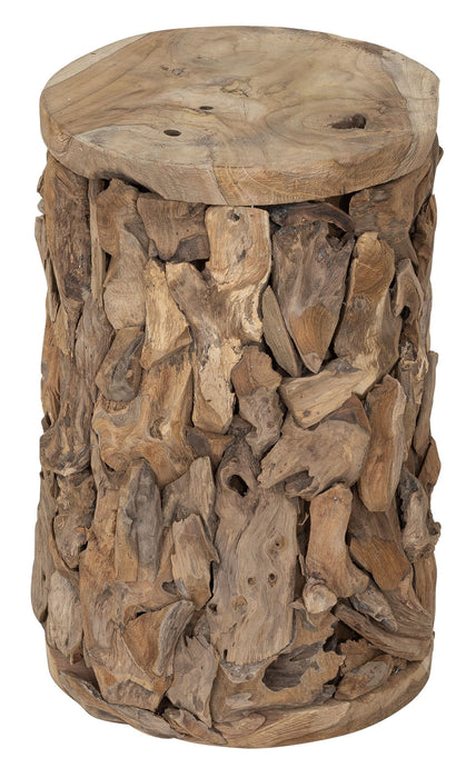 MUST Living Bijzettafel Spice Teakhout, Ø30cm - Bruin - Organisch