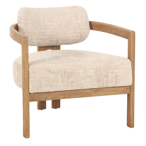 MUST Living Fauteuil Kelly Chenille - Beige/Naturel - Japandi