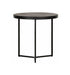 MUST Living Bijzettafel Harmony Leder en metaal, 50cm - Zwart - Rond