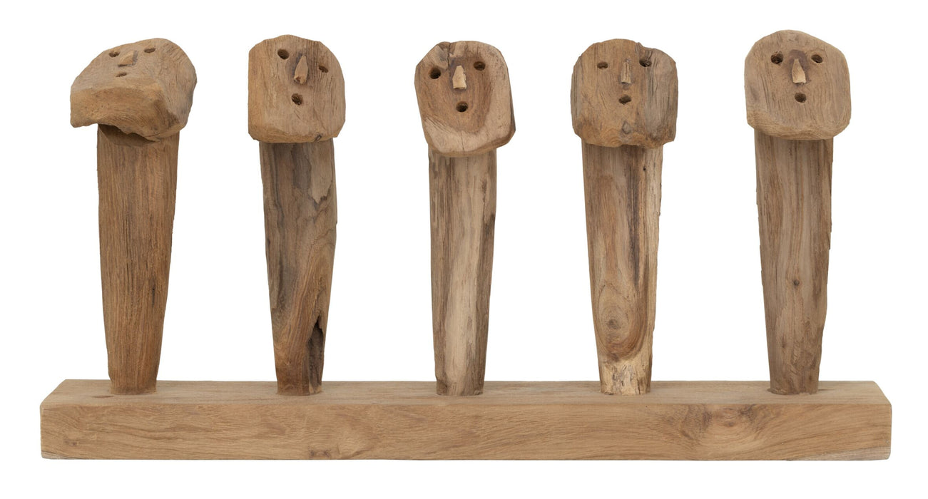 MUST Living Kapstok Liam Teakhout, Met 5 haken - Naturel
