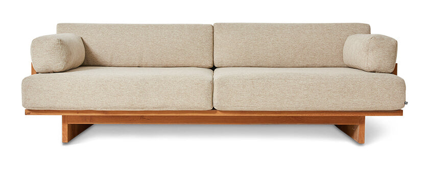 HKliving Loungebank Outdoor Teakhout en stof, 227cm - Naturel