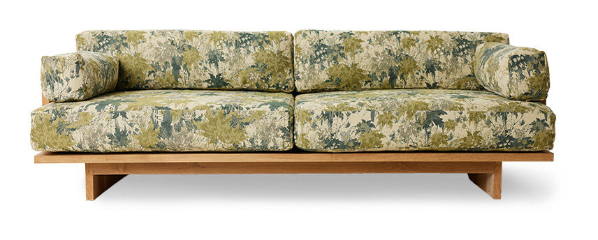 HKliving Loungebank Outdoor Teakhout en stof, 227cm - Botanical