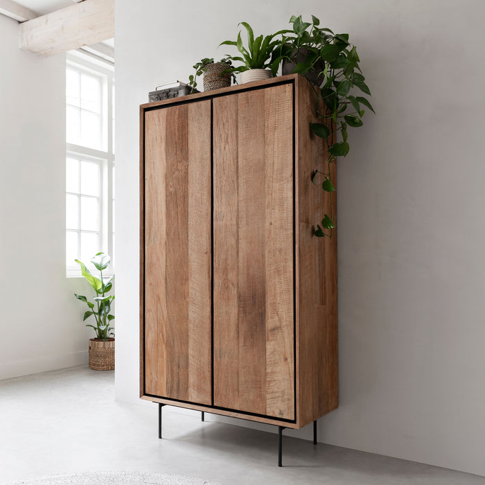 DTP Home Opbergkast Metropole Teakhout, 180 x 90cm - Bruin, Zwart